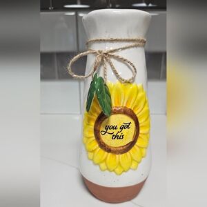 Sunflower Ceramic Vase with Motivational Message